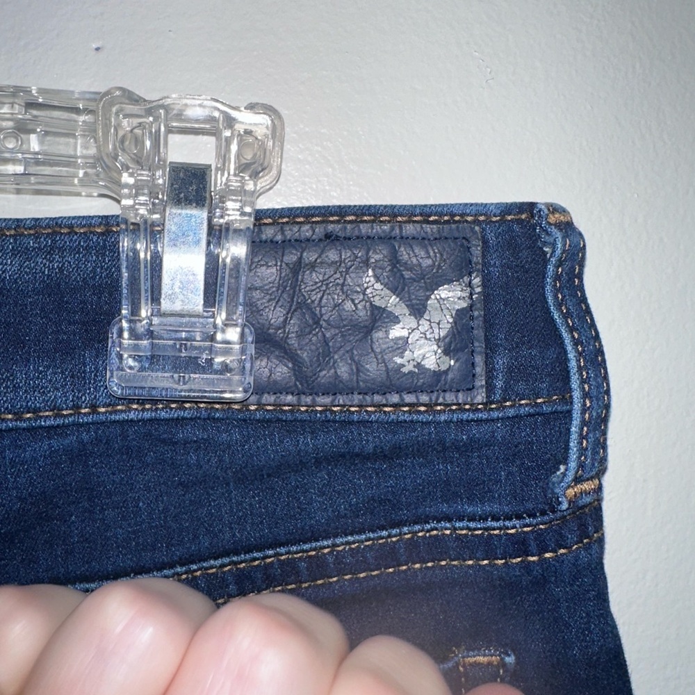 Hi Rise Shortie Dark Blue Denim Cutoff Shorts - American Eagle Outfitters - Picture 5 of 5